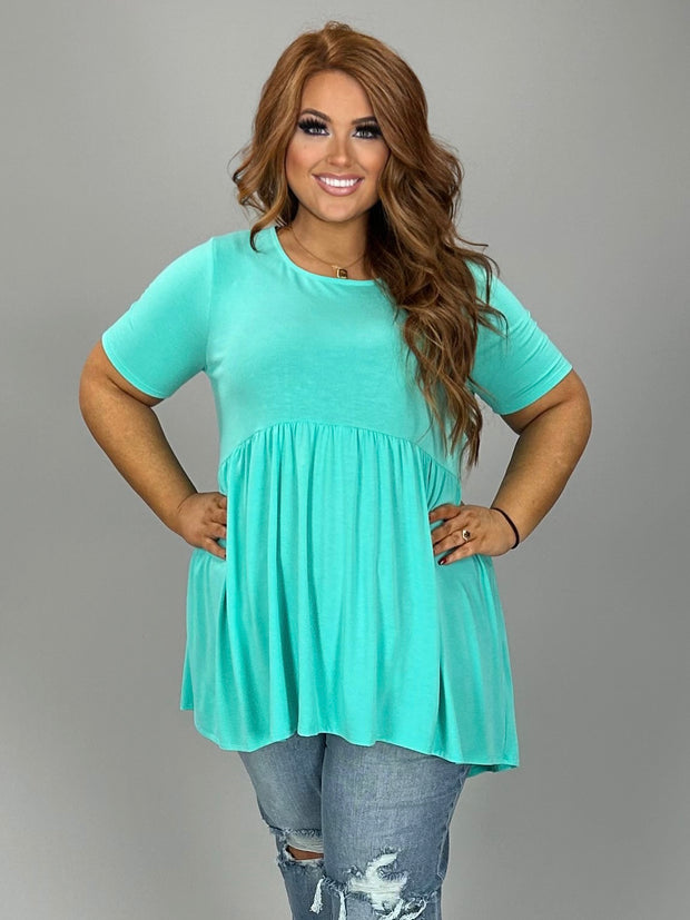 34 SSS-D {Feeling The Love} Mint Babydoll Tunic PLUS SIZE 1X 2X 3X