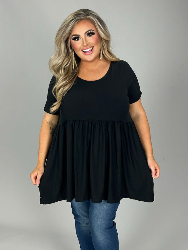 69 SSS-I {Blessed With Curvy} Black Babydoll Tunic PLUS SIZE 1X 2X 3X