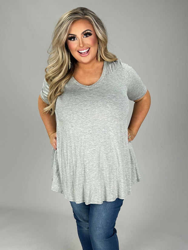 SALE!! 74 SSS {The Time Is Now} Heather Grey V-Neck Top PLUS SIZE 1X 2X 3X