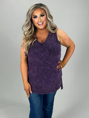 SALE!! 44 SV-A {Ease Along} Violet Mineral Wash V-Neck Top PLUS SIZE 1X 2X 3X