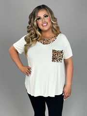 51 CP-K {Keep Your Head Up}  Cream w Leopard Detail PLUS SIZE XL 2X 3X