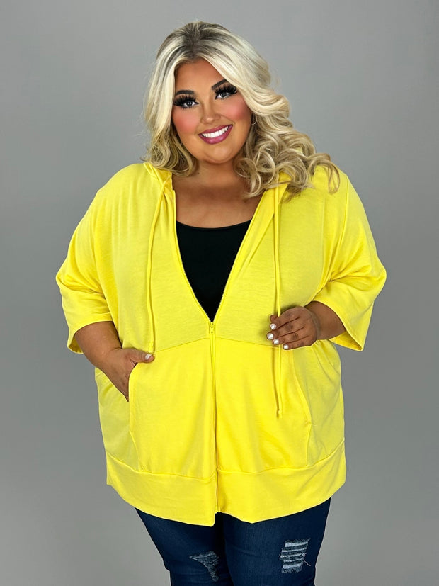 89 OT-I {Paint the Town} YELLOW   French Terry Hoodie CURVY BRAND!!  EXTENDED PLUS SIZE 3X 4X 5X 6X