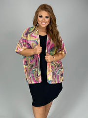 90 OT {Whirlwind Days} Rainbow Print Kimono PLUS SIZE 1X/2X  2X/3X