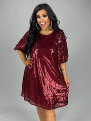 29   SSS {Hot Off The Press} Umgee Wine  Sequin Dress PLUS SIZE XL 1X 2X