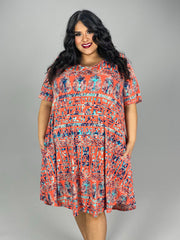 SALE!! 62 PSS {Rule The Runway} Coral Tribal Print V-Neck Dress EXTENDED PLUS SIZE 3X 4X 5X