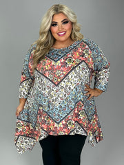 SALE!! 22 PQ {Better Look Again} Pink/Blue Floral Asymmetrical Top