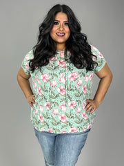 SALE!! 36 HD-A {I Hope You Hoodie} Mint Floral Hoddie PLUS SIZE 1X 2X 3X