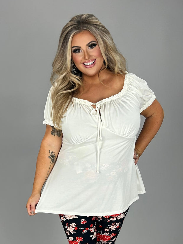 62 SSS-B {Gypsy Sensation} Ivory Babydoll Top PLUS SIZE 1X 2X 3X