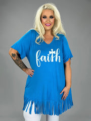 SALE!! 49 GT-D {Matthew 17:20} Turquoise "Faith" Fringed Tunic  PLUS SIZE XL 2X 3X 4X 5X 6X