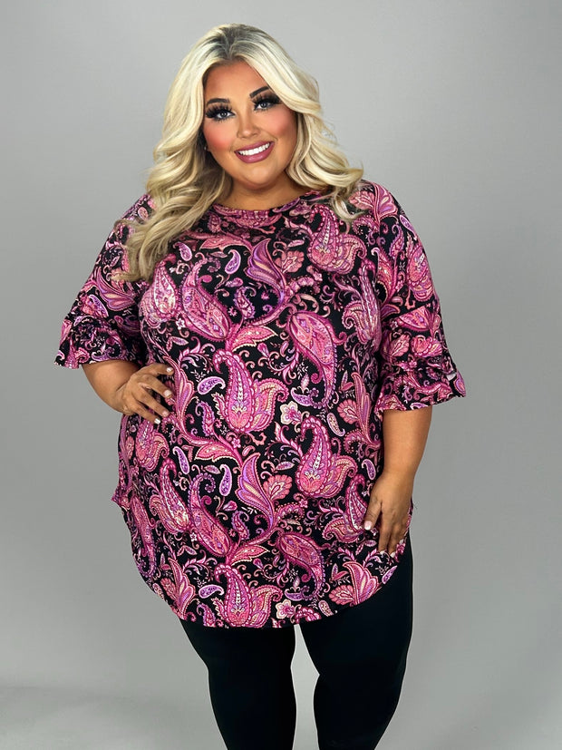 71 PQ {Just A Theory} Black/Pink Paisley Print Top EXTENDED PLUS SIZE 4X 5X 6X