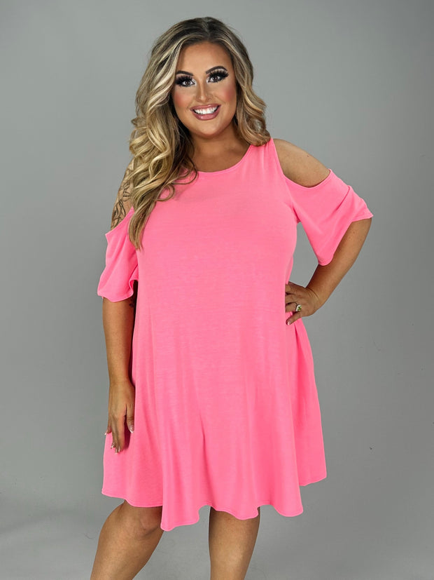 85 OS {Just The Beginning} Neon Pink Dress PLUS SIZE 1X 2X 3X