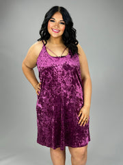 19 SV-K {Romantic Bliss} Magenta Crushed Velvet Dress PLUS SIZE XL 1X 2X