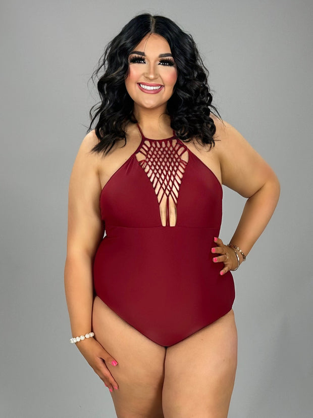 SWIM {Just My Type} Burgundy One Piece Swimsuit