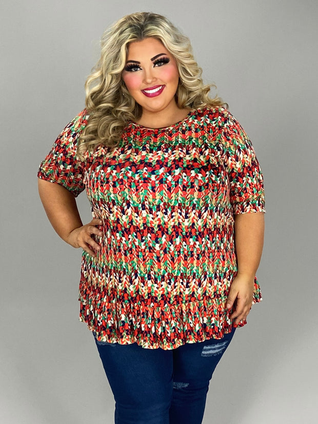 SALE!! 74 PSS {Simply Mesmerized} Multi-Color Print Ruffle Hem Top EXTENDED PLUS SIZE 4X 5X 6X