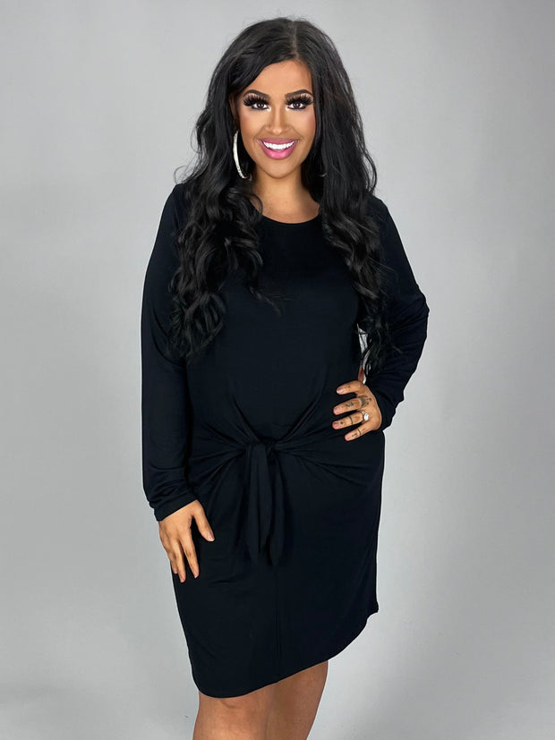 SALE!! SLS-I {All is Well} Midnight Black Dress With Front Tie Detail