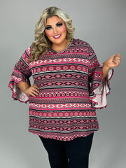 SALE!! 96 PQ {Take The Time} Hot Pink/Black Stripe Print Top EXTENDED PLUS SIZE 4X 5X 6X