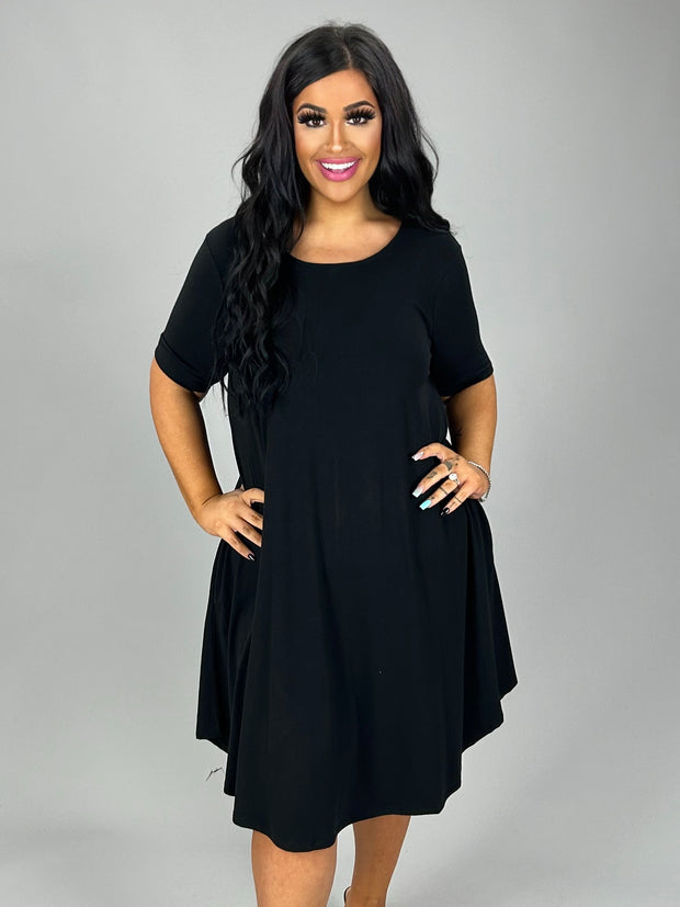 12 SSS-L {Radiate Positivity} Black Dress  w/Pockets PLUS SIZE 1X 2X 3X