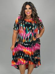 SALE!! LD-R {Much Respect} Black/Multi-Color Print Hi-Low Dress EXTENDED PLUS SIZE 3X 4X 5X