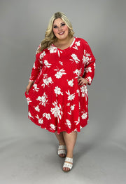 18 PQ {Come A Little Closer} Red White Flower Print Dress EXTENDED PLUS SIZE 3X 4X 5X