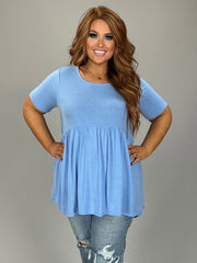 SALE!! 31 SSS-G {Feeling The Love} Spring Blue Babydoll Tunic PLUS SIZE 1X 2X 3X