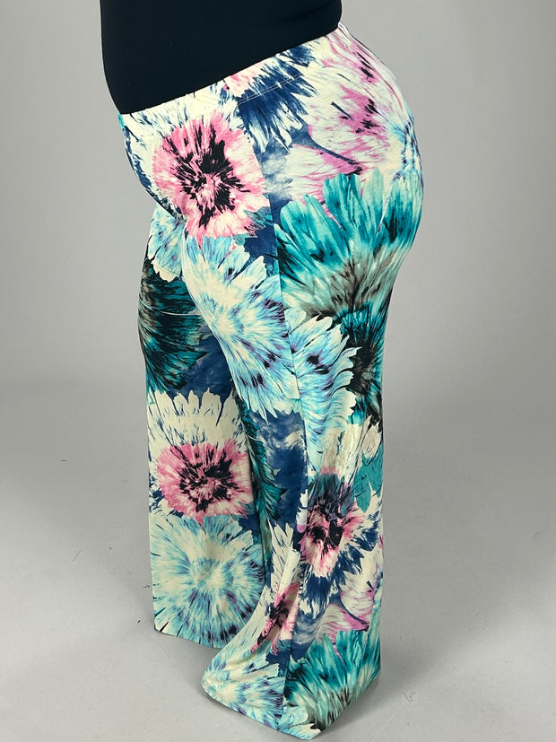 BT-R {Keep It Laid-Back} Blue  Starburst Wide Leg Pants PLUS SIZE 1X 2X 3X