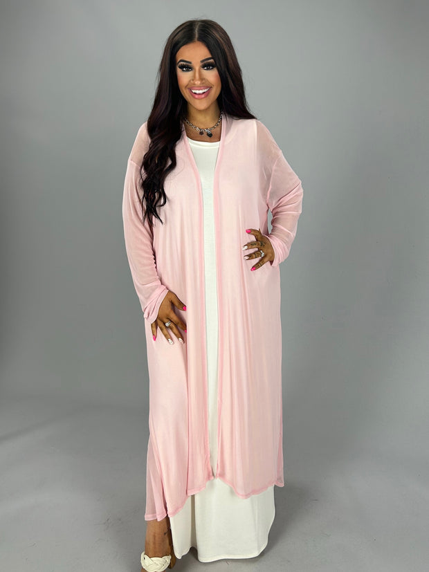 SALE!! LD-A {New Chapters} Dusty Pink Sheer Mesh Duster PLUS SIZE XL 2X 3X