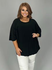 SALE!! 72 SSS {Whisk Me Away} Black Top w/Eyelet Sleeves PLUS SIZE XL 2X 3X