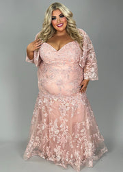 LD-I {For The Best} Dusty Rose Gown w/Bolero EXTENDED PLUS SIZE 5X