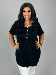 SALE!! 11 SSS-B {Right On Time} Black Short Sleeve Top PLUS SIZE 1X 2X 3X