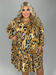 SALE!! 76 PQ-Y {Friend To All} Leopard Print V-Neck Dress  EXTENDED PLUS SIZE 3X 4X 5X