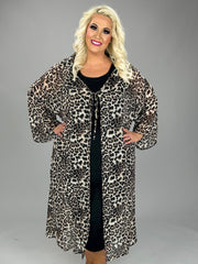 SALE!! LD-C {Chic Edge} Leopard Print Long Kimono PLUS SIZE XL 2X 3X