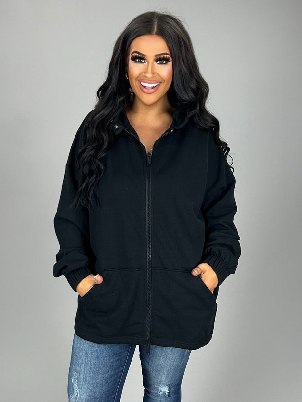 OT-J {Always Wishing} Black Hoodie with Full Zipper Front