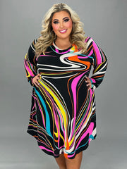 SALE!! 22 PLS {Keep It Sassy} Black/Multi-Color Print V-Neck Dress EXTENDED PLUS SIZE 4X 5X 6X