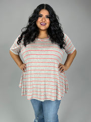 SALE! 11 PSS {Keeping It Simple} Grey Stripe Print V-Neck Top EXTENDED PLUS SIZE 3X 4X 5X