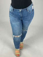 SALE!! BT-99 {Ms Cello} Med Blue Distressed Raw Hem Jeans PLUS SIZE 18