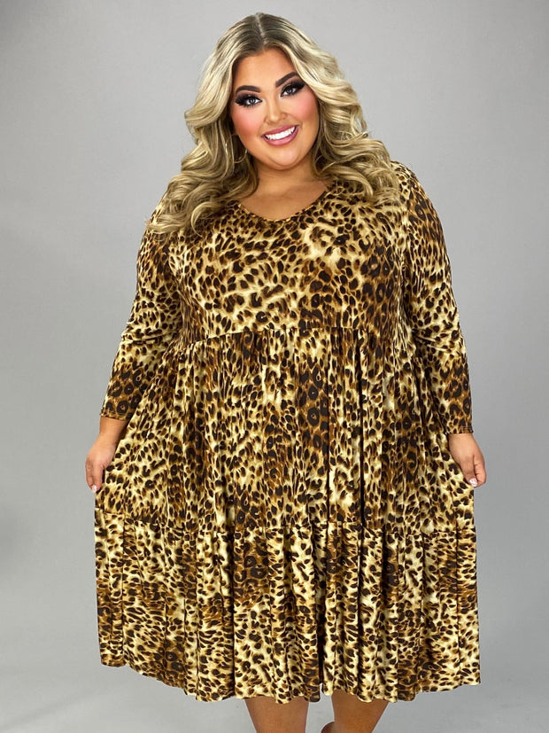 SALE!! 86 PQ {Posh Presence} Leopard Print Tiered Dress EXTENDED PLUS SIZE 3X 4X 5X