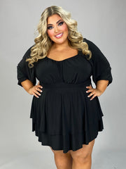 SALE!! 99 RP-A {On A Journey} Black Smocked Romper w/Belt CURVY BRAND!!!  EXTENDED PLUS SIZE 2X 3X 4X 5X