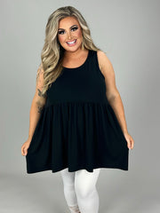 57  SV-G {Never Better} Black Sleeveless Babydoll Top PLUS SIZE 1X 2X 3X