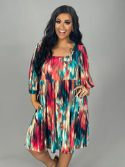 SALE!!  23 PSS-B {One For The Ages} Multi-Color Babydoll Dress PLUS SIZE 1X 2X 3X