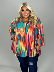 69 PQ {Charming Life} Multi-Color V-Neck Top EXTENDED PLUS SIZE 3X 4X 5X