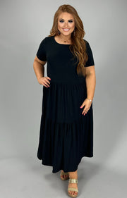 SALE!! LD-B {Wardrobe Classic} Black Tiered Midi Dress PLUS SIZE 1X 2X 3X