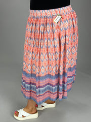 SALE!! BT  M-109  {Blair} Orange Print Lined Skirt