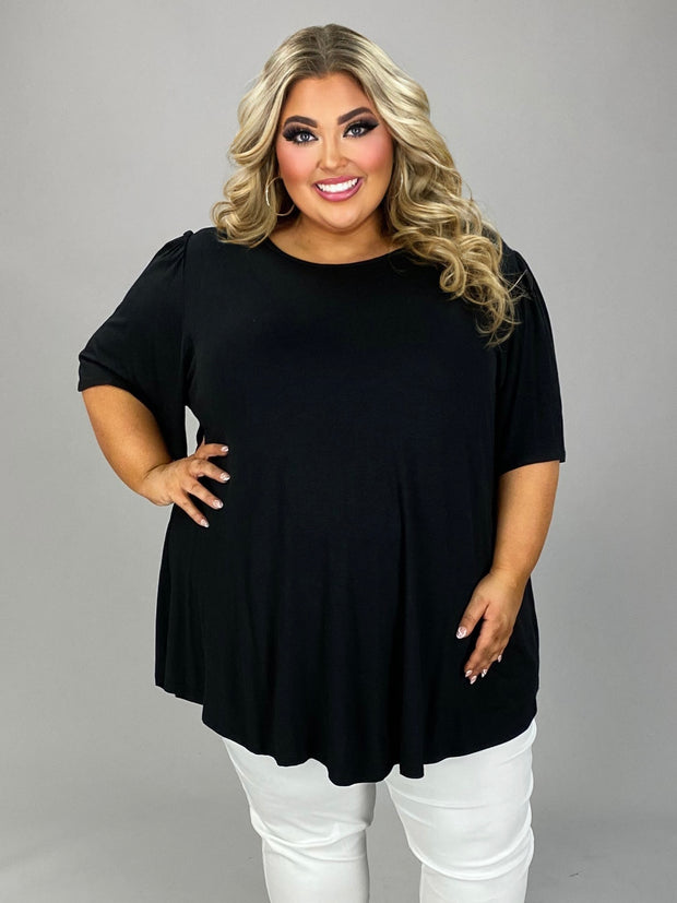 25 SSS {Being Optimistic} Black Rounded Hem Top  PLUS SIZE 1X 2X 3X 4X 5X