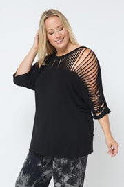 SALE!! 15 SD {Creating Beauty} Vocal Black Cut Out Top w Rhinestones PLUS SIZE 1X 2X 3X