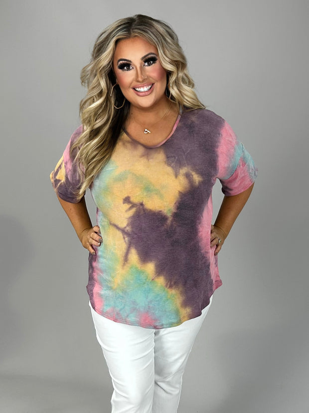 92 PSS {Born For Fun} Pink/Magenta Tie Dye Top PLUS SIZE 1X 2X 3X