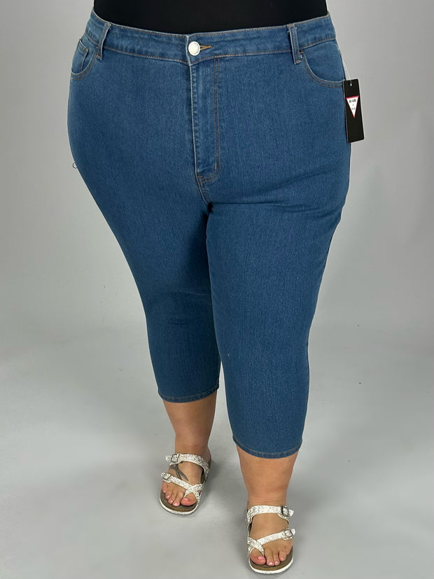 BT-R {Denim Daydream} Be-Girl Vintage Denim Capri Pant EXTENDED PLUS SIZE 24, 26, 28