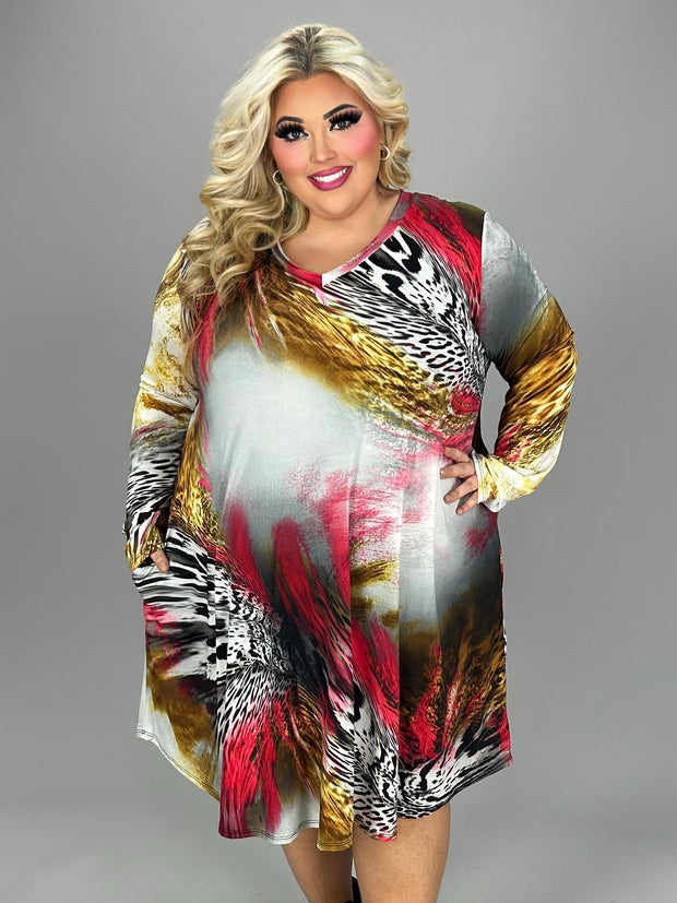 34 PLS {Forever On My Mind} Multi-Color Animal Print Dress EXTENDED PLUS SIZE 4X 5X 6X