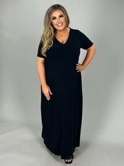 LD-O  {Evolving Love} BLACK V-Neck Maxi Dress PLUS SIZE 1X 2X 3X