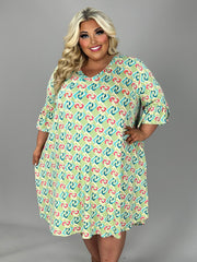 86 PSS {Keep You Close} Lt. Sage Print V-Neck Print Dress EXTENDED PLUS SIZE 4X 5X 6X