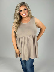 SALE!! 78 SV-I {Never Better} Ash Mocha Sleeveless Babydoll Top PLUS SIZE 1X 2X 3X